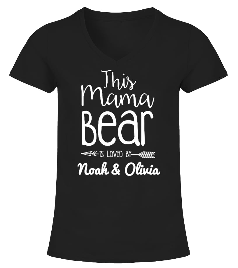 Personalized Mama Bear V-Neck T-Shirt