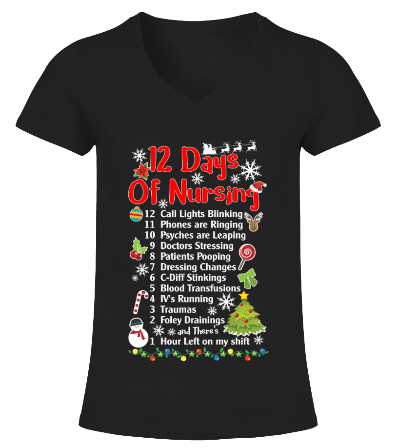 12 Days Of Nursing Christmas Gifts For Nurse T shirt - T-shirt