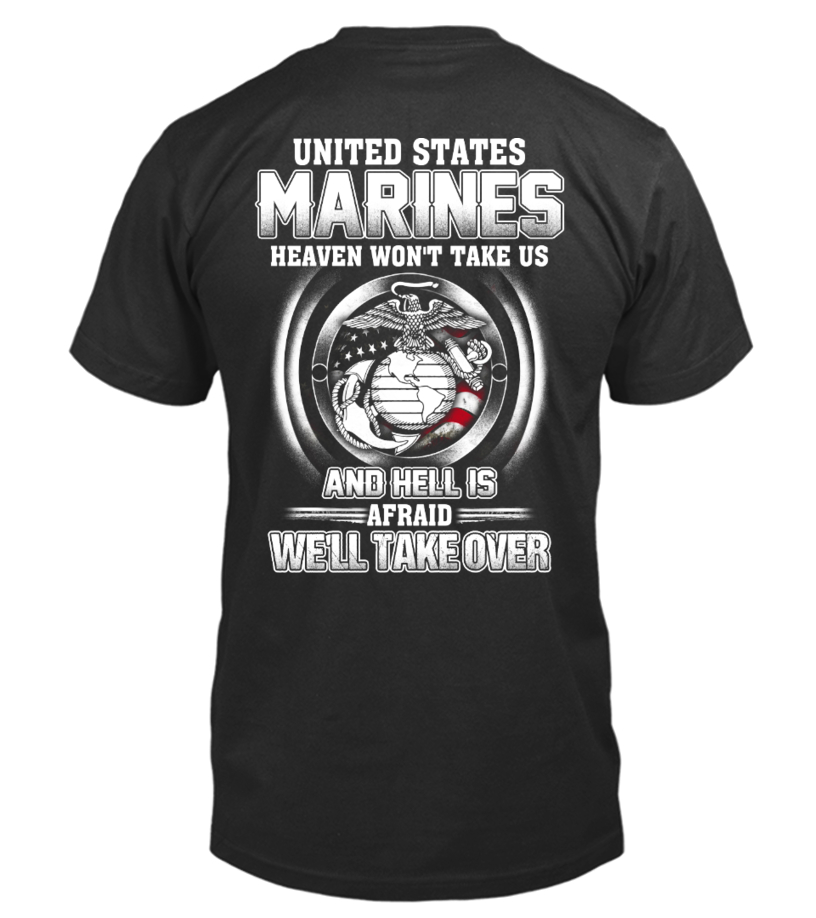 Lucky Ride Marine Corps Logo Sello Círculo Camiseta Manga Larga Frente y  Espalda USMC Camisas Militares Camisetas