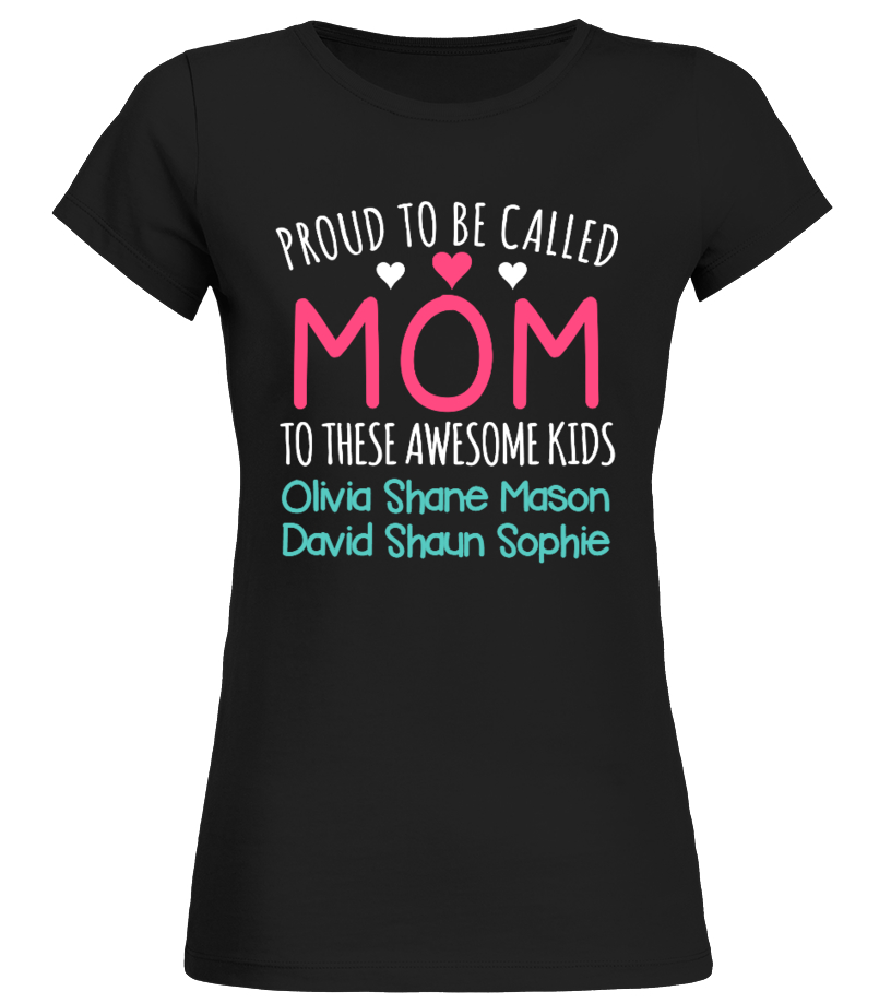 mom with kids names shirt