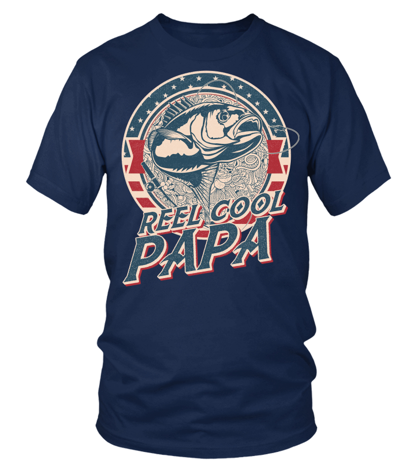 Mens Reel Cool Papa Fishing Papa Father's Day Gift Vintage - T-shirt