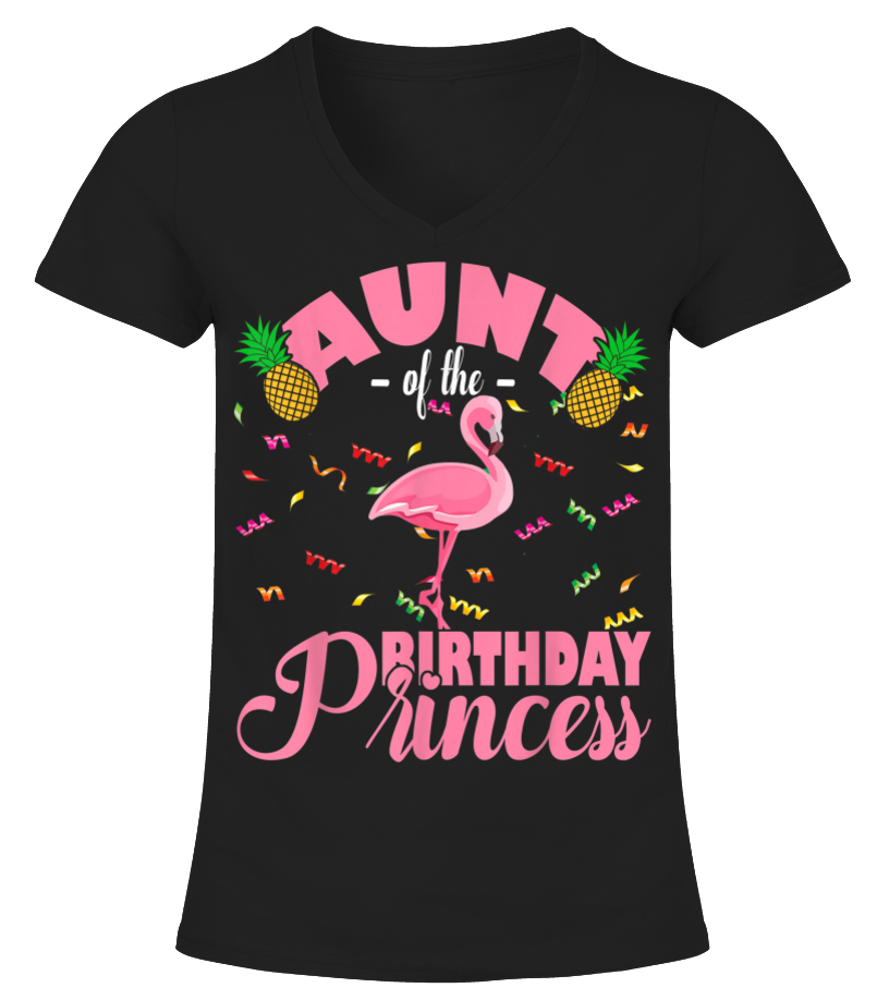 Aunt Of The Birthday Princess Cute Flamingo Gifts For Girl T-Shirt - T-shirt