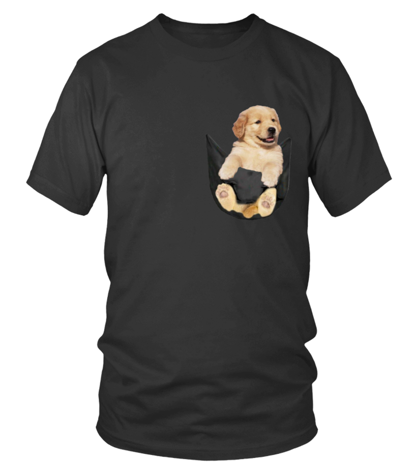 Puppy in store pocket t shirt