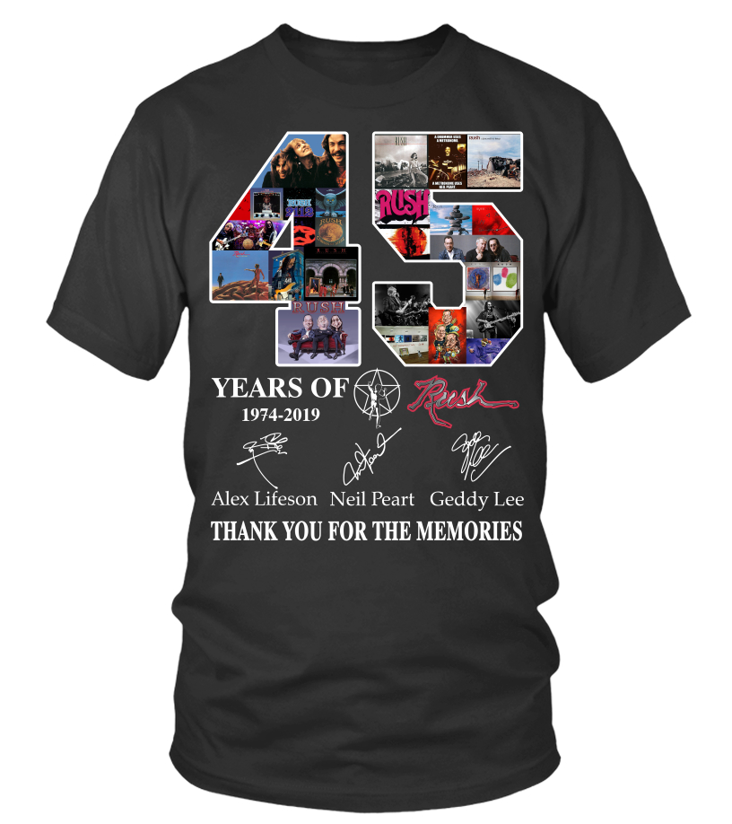 Rush custom T Shirt. 45 Years Of RUSH