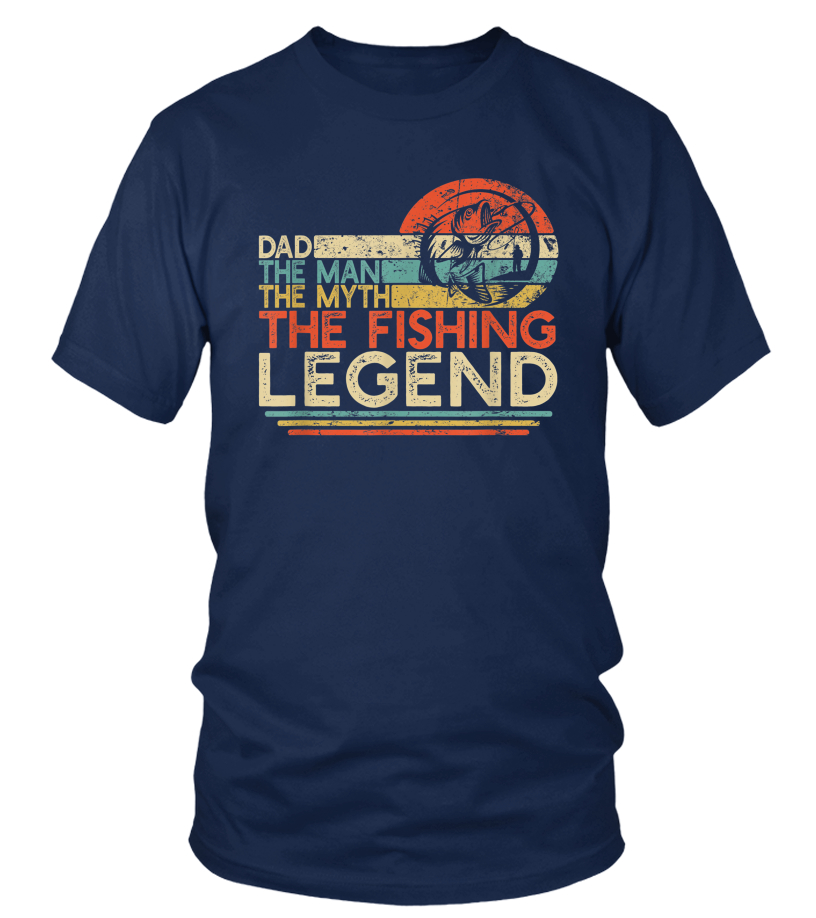 Mens Vintage Bass Fishing Dad Man The Myth The Legend Fisherman T-Shirt - T- shirt