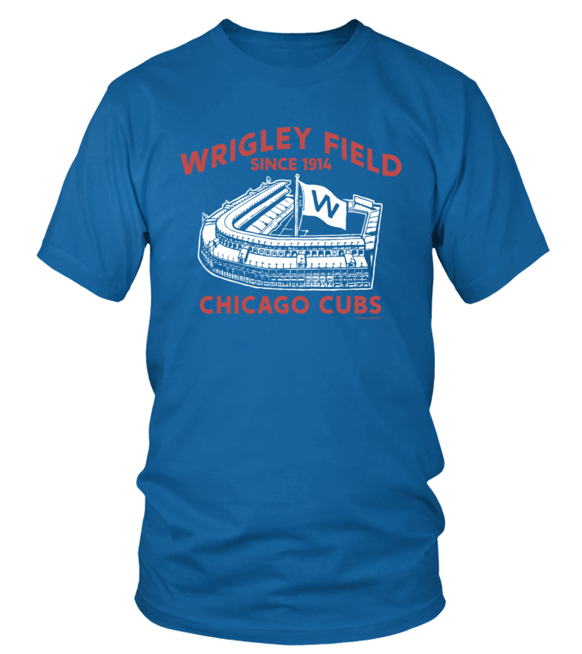 Men's Chicago Cubs Homage Heathered Royal Wrigley Field Tri-Blend T-Shirt