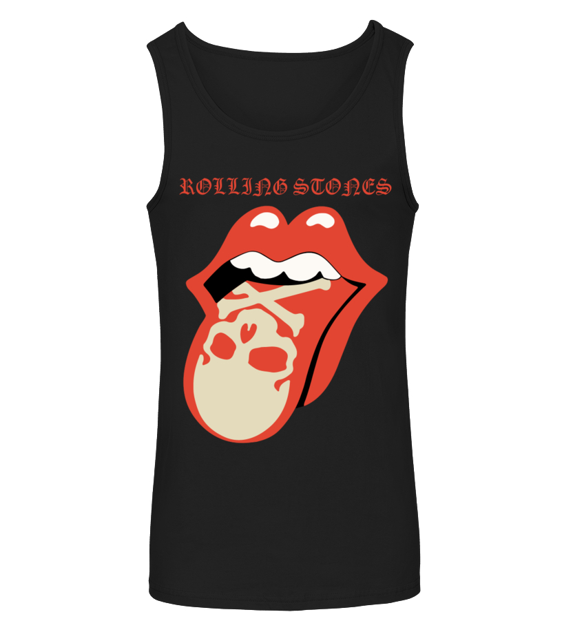 RLS62UK-BK.The Rolling Stones - Skull Tank Logo Crossbones - Top | Teezily Tongue &