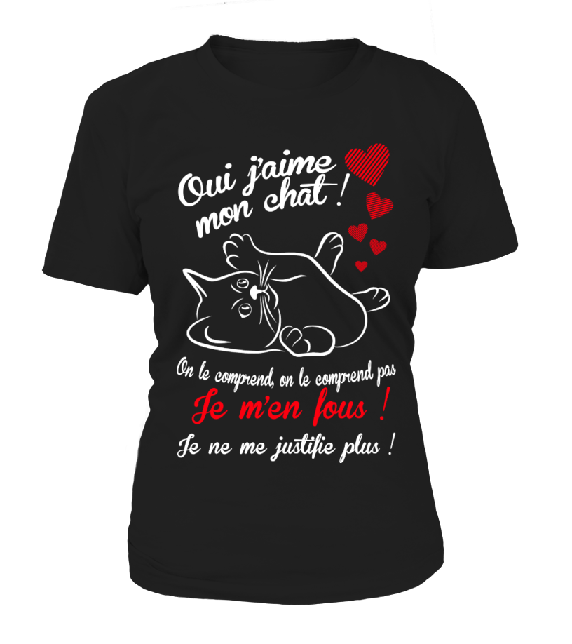 T Shirt Oui J Aime Mon Chat Tshirt Humour Chat Minou Drole Jb5 Collection Teezily