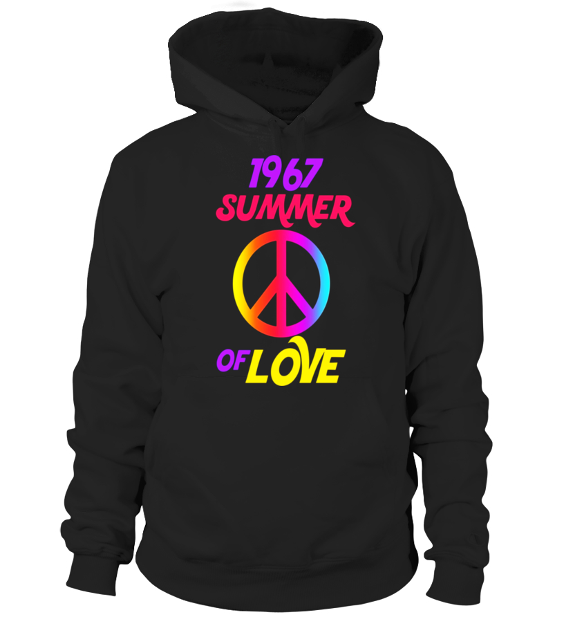 1967 Summer of Love Hippie Peace Sign T-shirt Flower Power